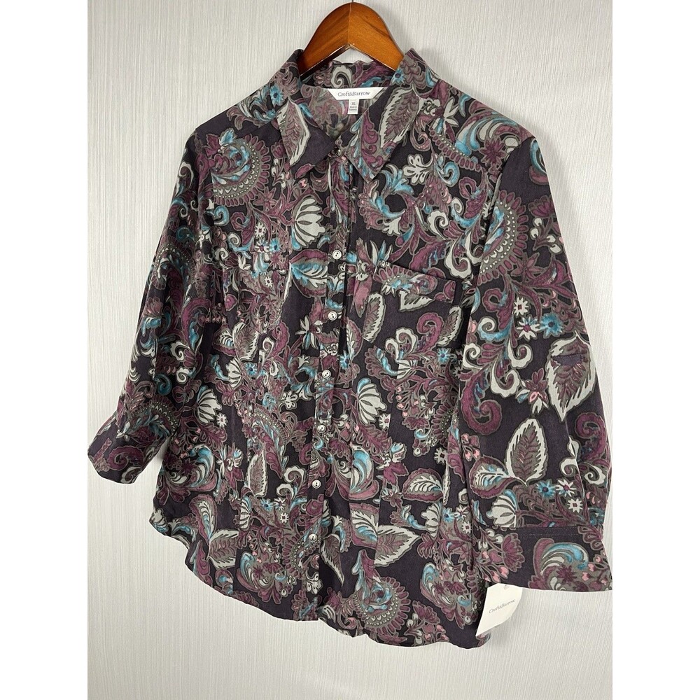 Dark Academia Button Down Croft‎ & Barrow Romantic Preppy Paisley XL